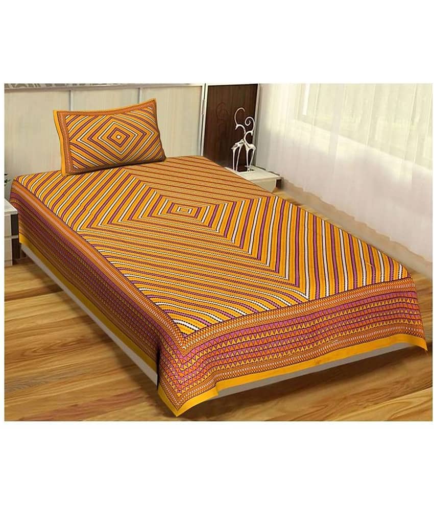Uniqchoice Cotton Single Bedsheet ( Yellow )