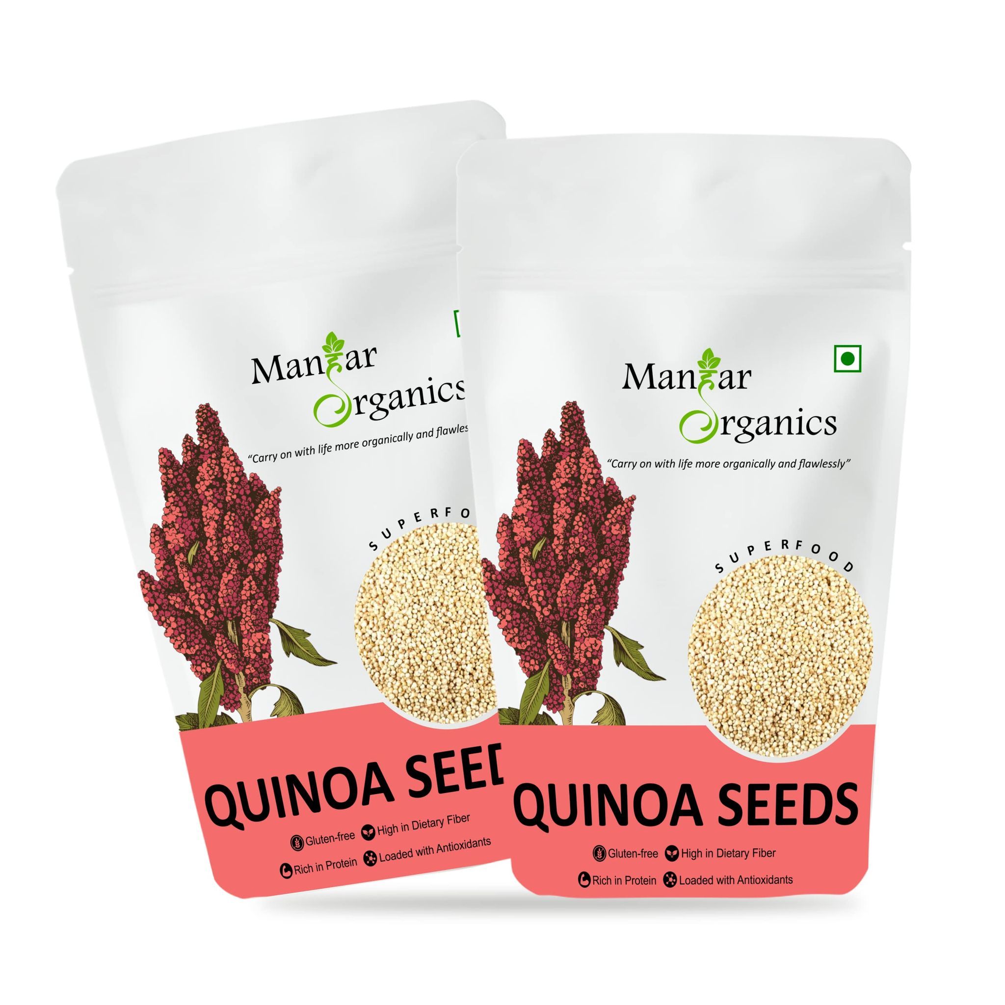 ManHar Organics Gluten Free Quinoa Seeds 2Kg for Weight Management ( pack of 2,1kg each )