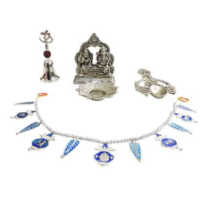 Aluminium Lakshmi Ganesh with Bandhanwar Gift Set for Festive Home Decor, Height : 5 Inch (ASMAS528 G)