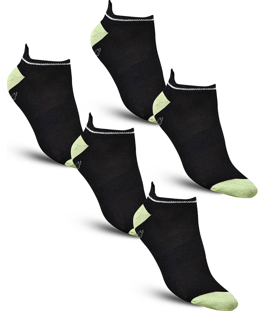 Dollar - Cotton Men's Self Design Black Ankle Length Socks ( Pack of 5 )