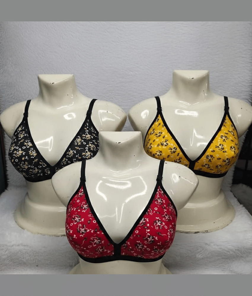 love girl Pack of 3 Cotton Blend Non Padded Everyday Bra For Women ( Multicolor 3 )