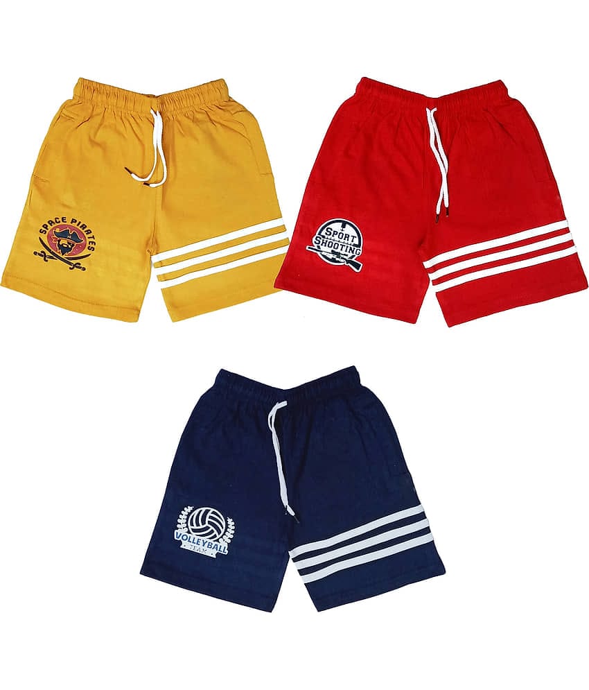atlans Pack of 3 Cotton Blend Shorts For Boys ( Yellow )