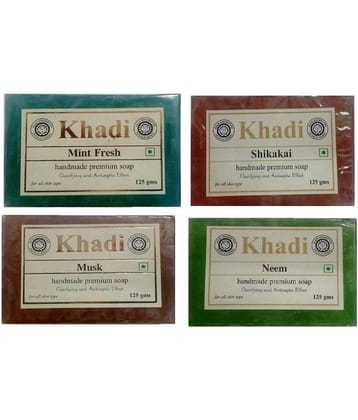 Khadi Herbal Combo Soaps: Mint Fresh,Shikakai, Musk, Neem Soap 500 gm Pack of 4