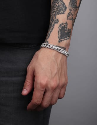 Bling Cuban Iced Out Bracelet 10mm-8 Inches / Silver