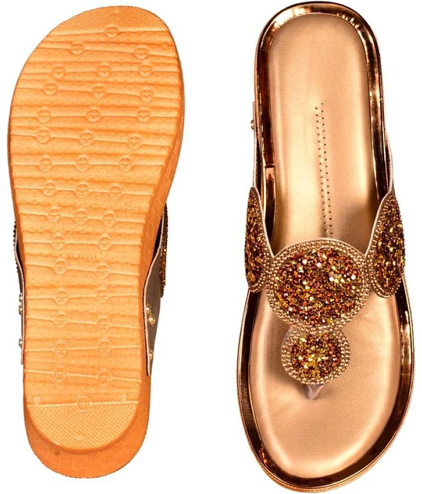 Footprints Gold Women's Sandal Heels
