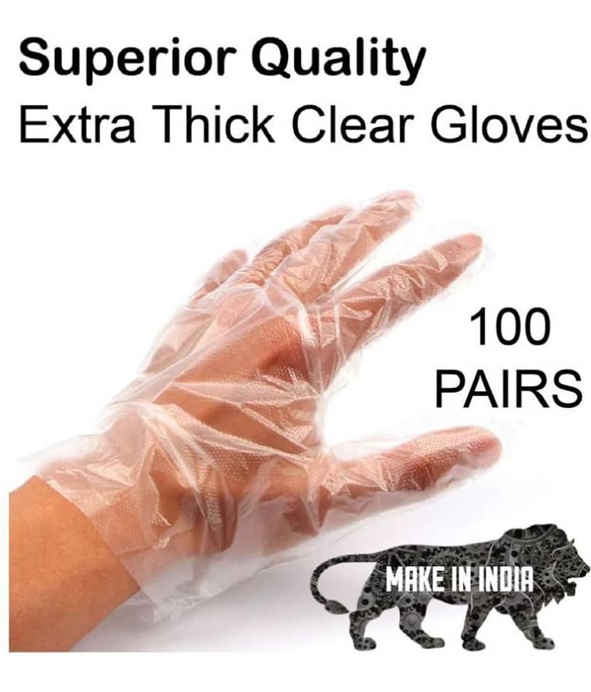 Sleek Transparent Disposable Plastic Universal Size Cleaning Glove