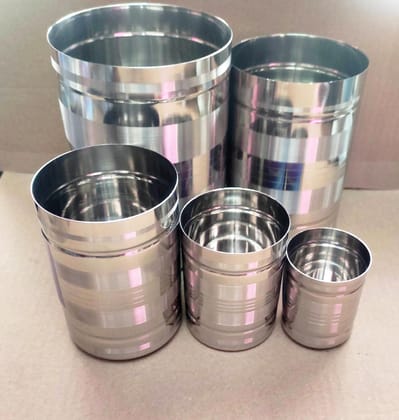 STAINLESS STEEL - PADI SET, PADI UZHAKKU, NIRA PARA - SET OF 5 PIECES