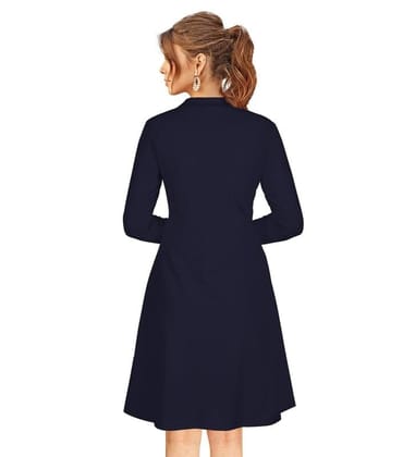 Women's Knitting Stretchable Solid Round Neck Full Sleeve Dresses (Blue, L)-PID56836 Women's Knitting Stretchable Solid Round Neck Full Sleeve Dresses (Blue, L)-PID56836