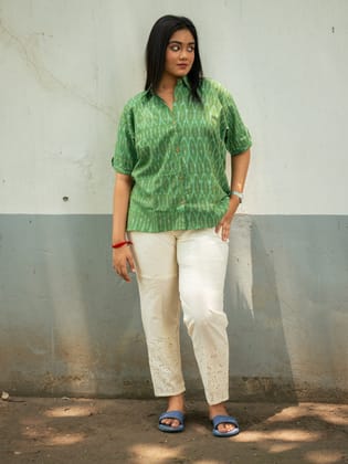 Green ikkat shirt-M