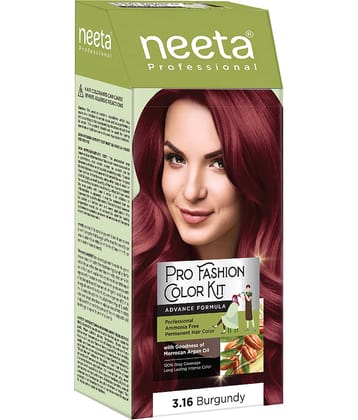 Neeta Professional Pro Fashion Color Kit 3.16 Burgundy 100g, Permanent Hair Color, Creme Hair Colour for Women & Men