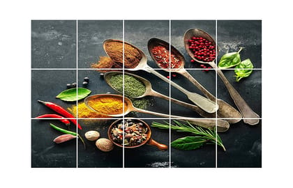 DreamKraft Vinyl Spices with Scope Kitchen Sticker 73 cm X 47 cm, Multicolor, KCH8
