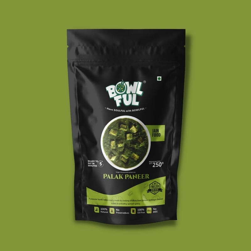 Bowlful Palak Paneer Jain - Jain Spinach & Paneer Curry