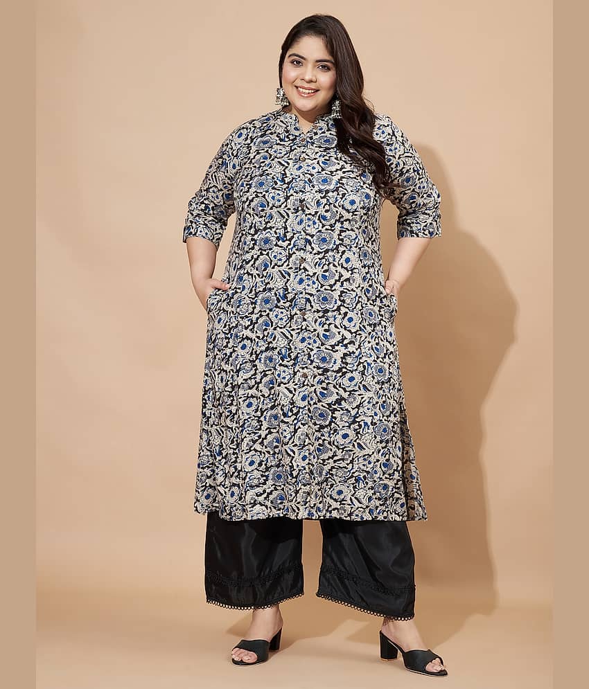 Vbuyz Pack of 1 Rayon Solid Straight Women's Kurti - ( Blue )
