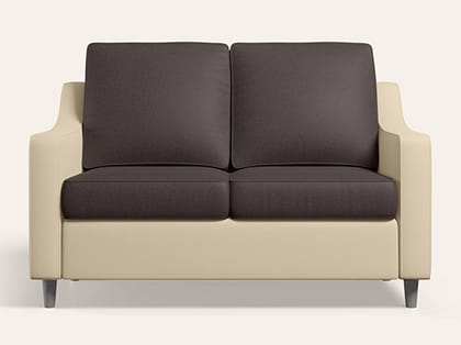 Glee 2 Seater Fabric Sofa (1-Year Warranty, Cream and Coffee Brown)