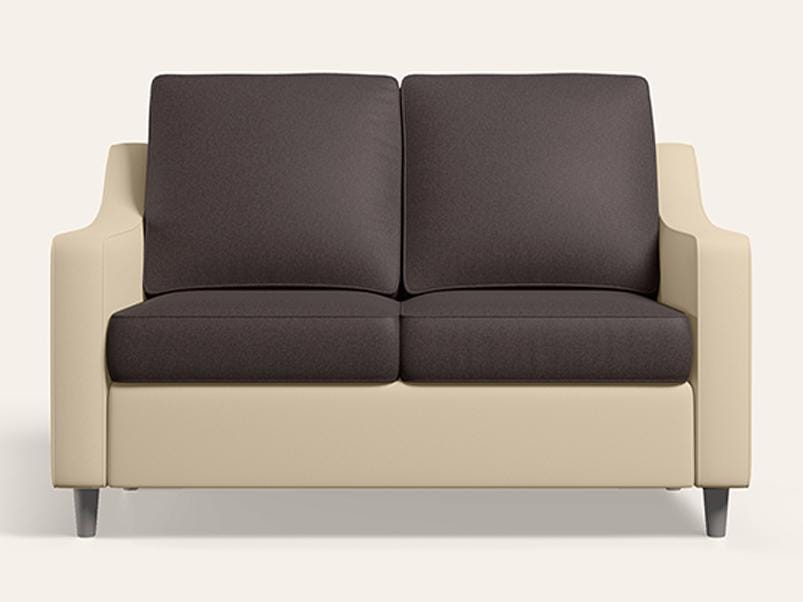 Glee 2 Seater Fabric Sofa (1-Year Warranty, Cream and Coffee Brown)