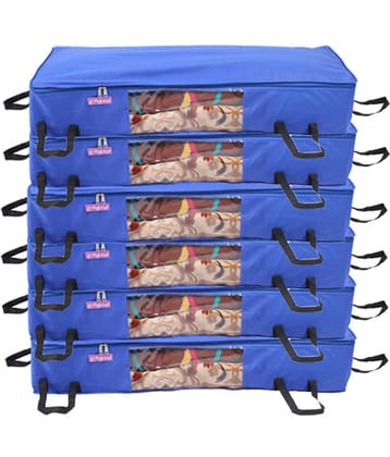 Prettykrafts Long Underbed Storage Bag, Storage Organizer, Blanket Cover with Side Handles (Set of 6 pcs)