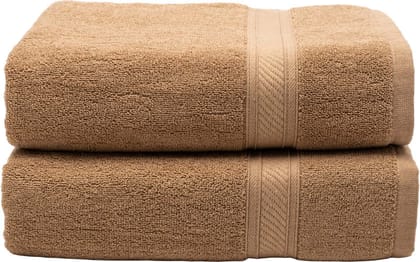 Furnofy Cotton 450 GSM Bath Towel Beige (Pack Of 2)
