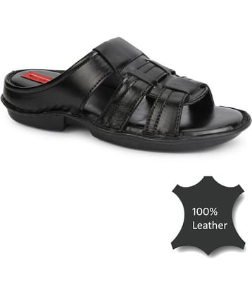 Fashion Victim Black Faux Leather Slippers