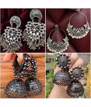 Samridhi DC Silver Drop Earrings ( Pack of 4 )