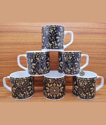Laghima jadon Multicolour Big Size Printed Ceramic Tea Cup 200 ml ( Pack of 6 )