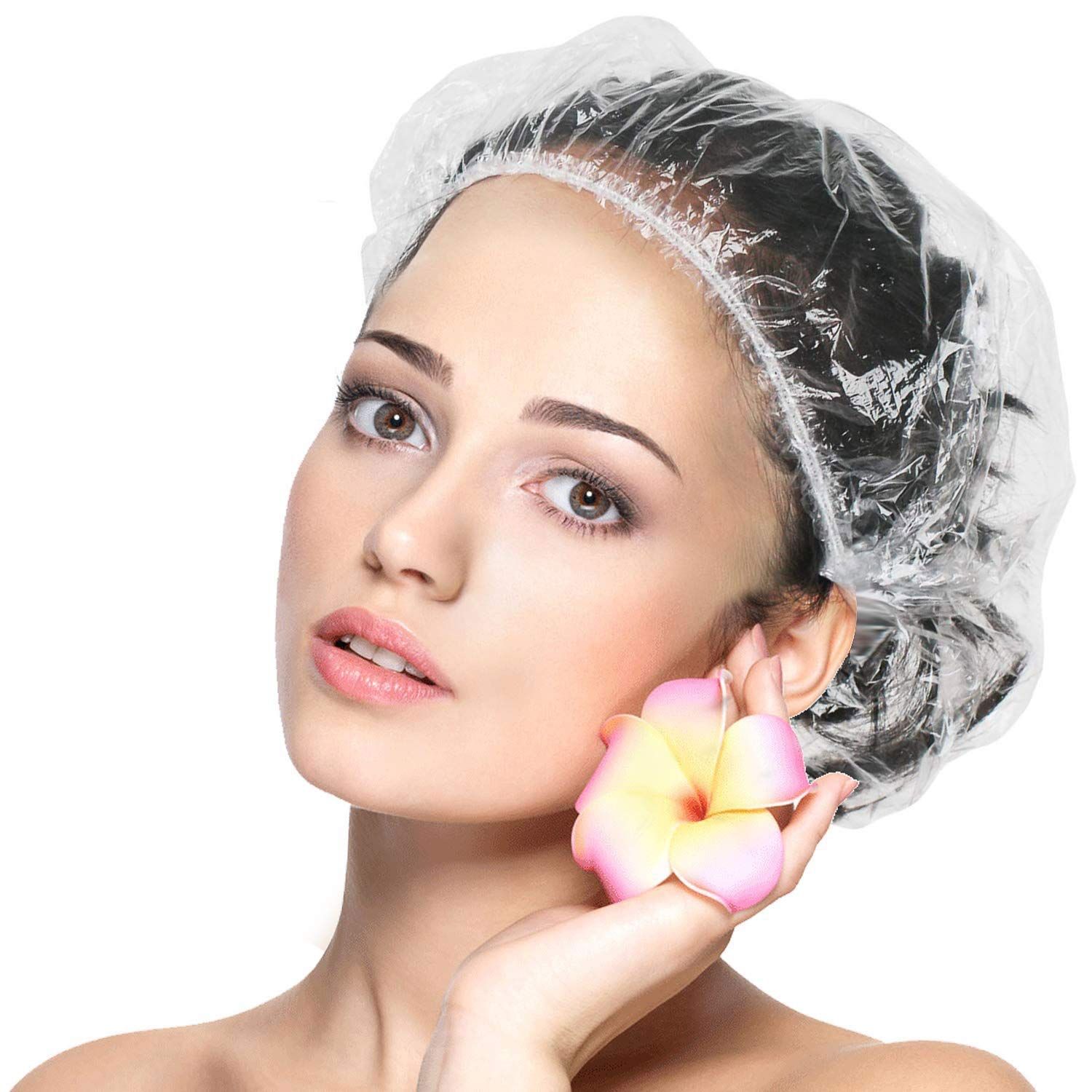 RIXTEC Shower Cap (Pack Of 50) - Reusable Waterproof Bath Cap for Women and Men - Shower Cap for Hotel, Spa, Salon & Bathroom RIXTEC Shower Cap (Pack Of 50) - Reusable Waterproof Bath Cap for Women and Men - Shower Cap for Hotel, Spa, Salon & Bathroom - 