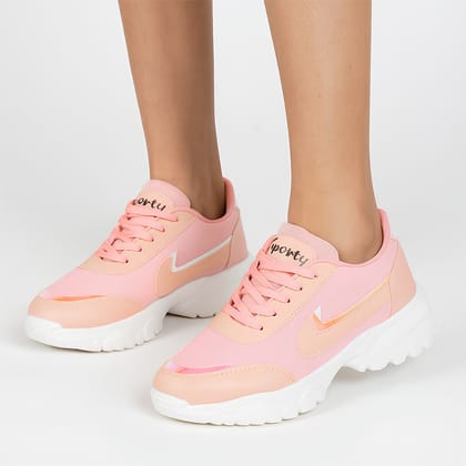 Latest Fancy Casual Shoes, Lightweight Walking Sneakers, Gym Shoes for Girls and Women Color - Pink, Size - 4
