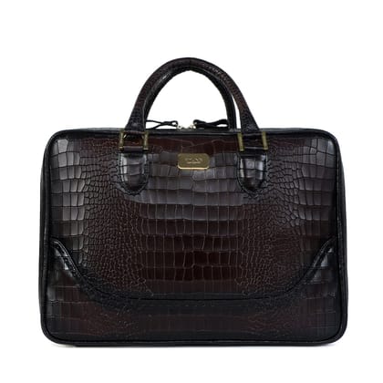 Dark Brown Laptop/Office Briefcase in Deep Cut Leather-FS