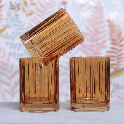 Nachtmann Lines Whisky Coloured Glass Amber Set'4