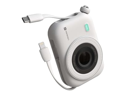 Portronics Power Shutter 15W Wireless Charging, 22.5W Type C PD Output, In Built Type C & 8 Pin Cable, LED Display - White