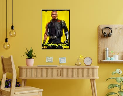 "CYBERPUNK GAMING: KERRY EURODYNE"- Shiny & Sturdy Metallic Poster  Art That Pops & Sticks (Literally!)-A3