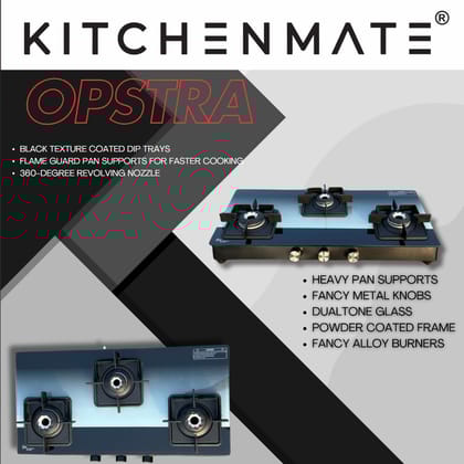 Kitchenmate Opstra Professional Glasstop Cooktop with Black Texture Coating