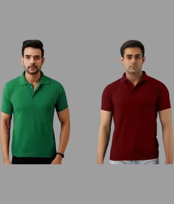 SKYRISE Pack of 2 Cotton Blend Slim Fit Solid Half Sleeves Men's Polo T Shirt ( Multicolor )