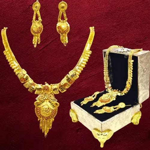 Luxury Defined: Handmade 22K Gold-Plated Necklace Set with Intricate Design