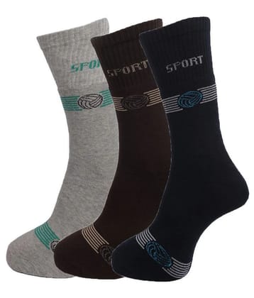 Dollar Socks - Cotton Mens Printed Multicolor Full Length Socks ( Pack of 3 ) - Multicolor