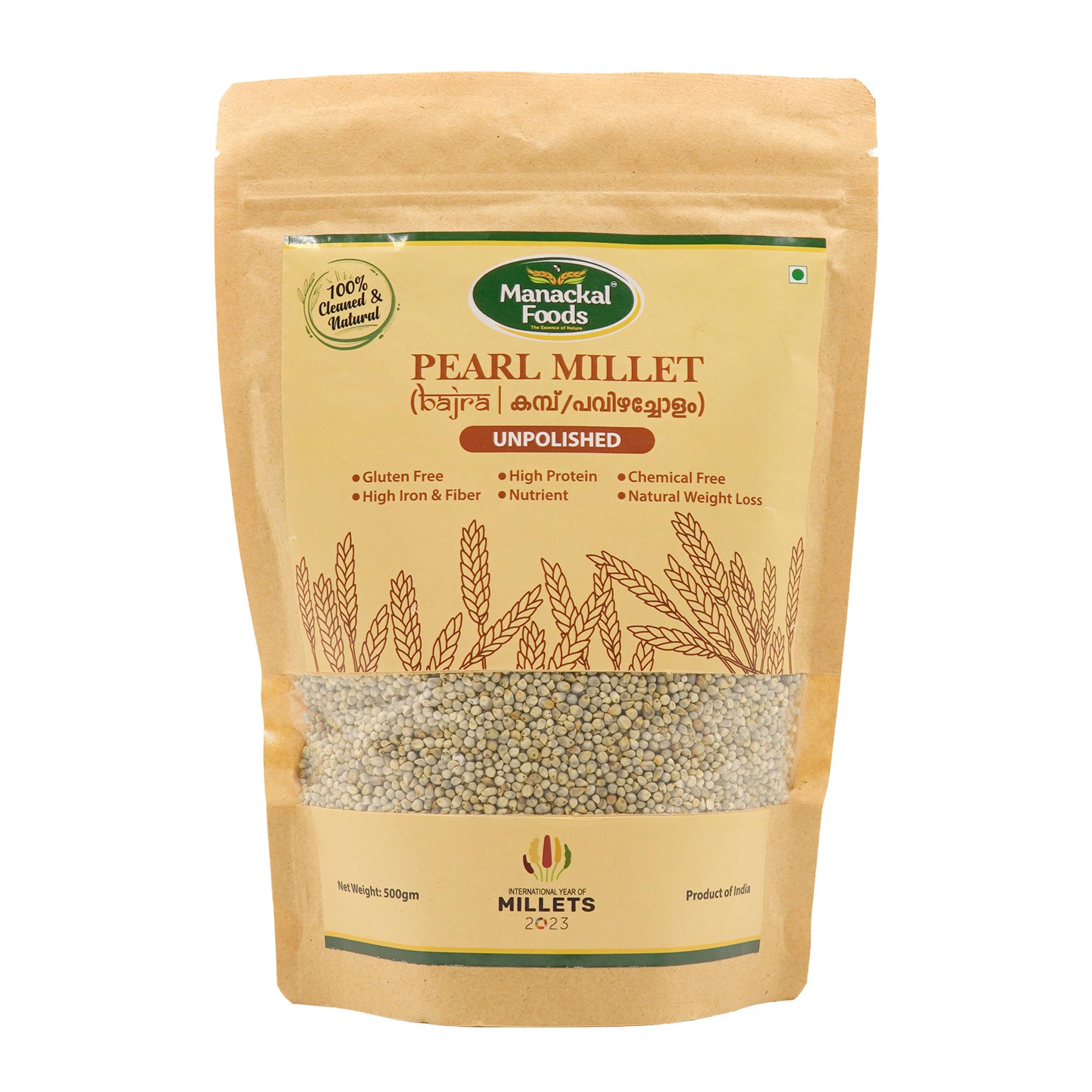 Pearl Millet Whole Grain 500g | High-Fiber, Gluten-Free, Healthy Indian Millet for Weight Management & Digestion