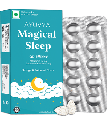 Ayuvya Magical Sleep Support Melatonin Effervescent Pills, Natural sleep solution with melatonin tablets. Sleep aid 30 Pills