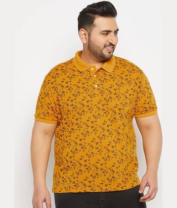 The Million Club Pack of 1 Cotton Blend Regular Fit Printed Half Sleeves Men's Polo T Shirt ( Mustard )