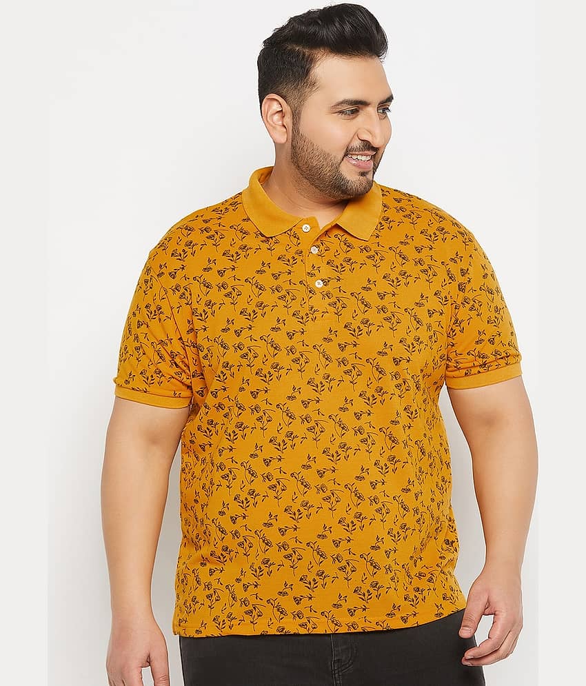 The Million Club Pack of 1 Cotton Blend Regular Fit Printed Half Sleeves Men's Polo T Shirt ( Mustard )