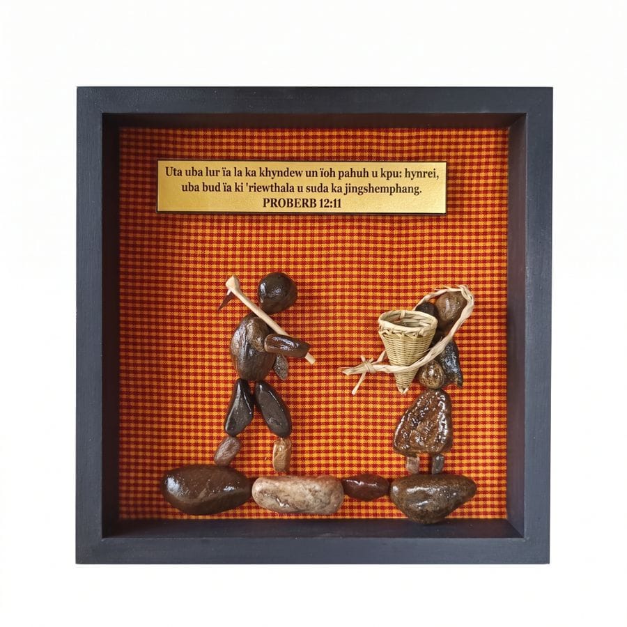 HANDCRAFTED PEBBLE ART WALL DECOR WITH TRADITIONAL PROVERB