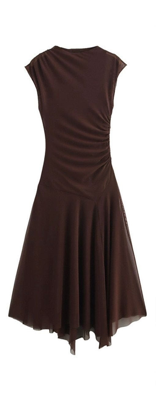 Austin mesh midi dress-Brown / XS