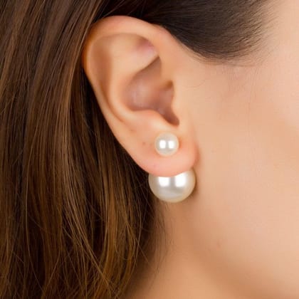 Front Back Pearl Stud Earring