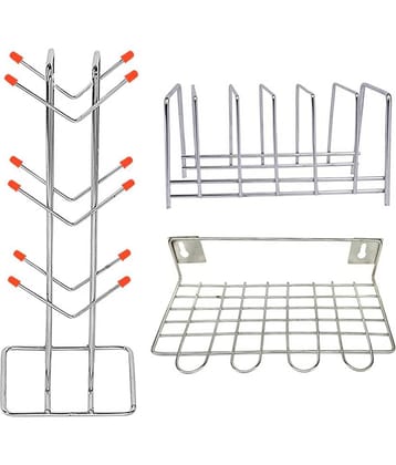 OC9 Silver Stainless Steel Storage Racks ( Pack of 3 )