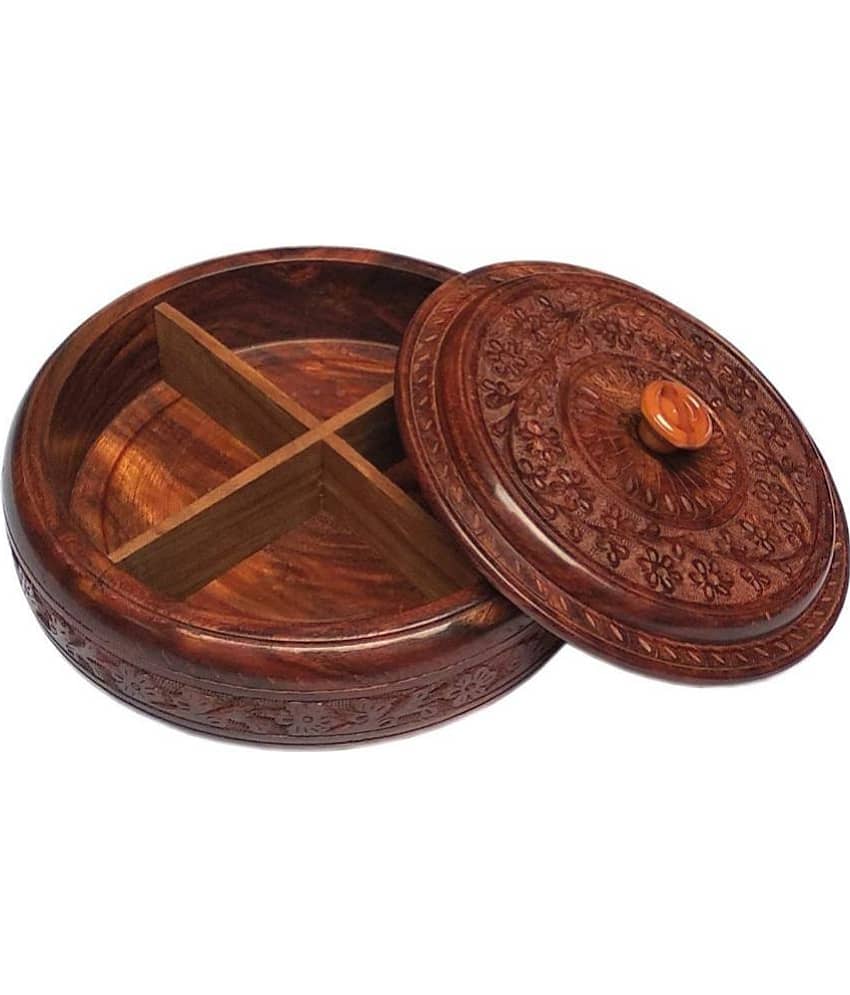 TFS - MB Wooden Coffee Brown Spice Container ( Set of 1 )