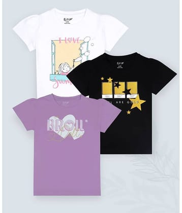 J&JP Pack of 3 Girls Cotton Blend T-Shirt ( Multicolor )