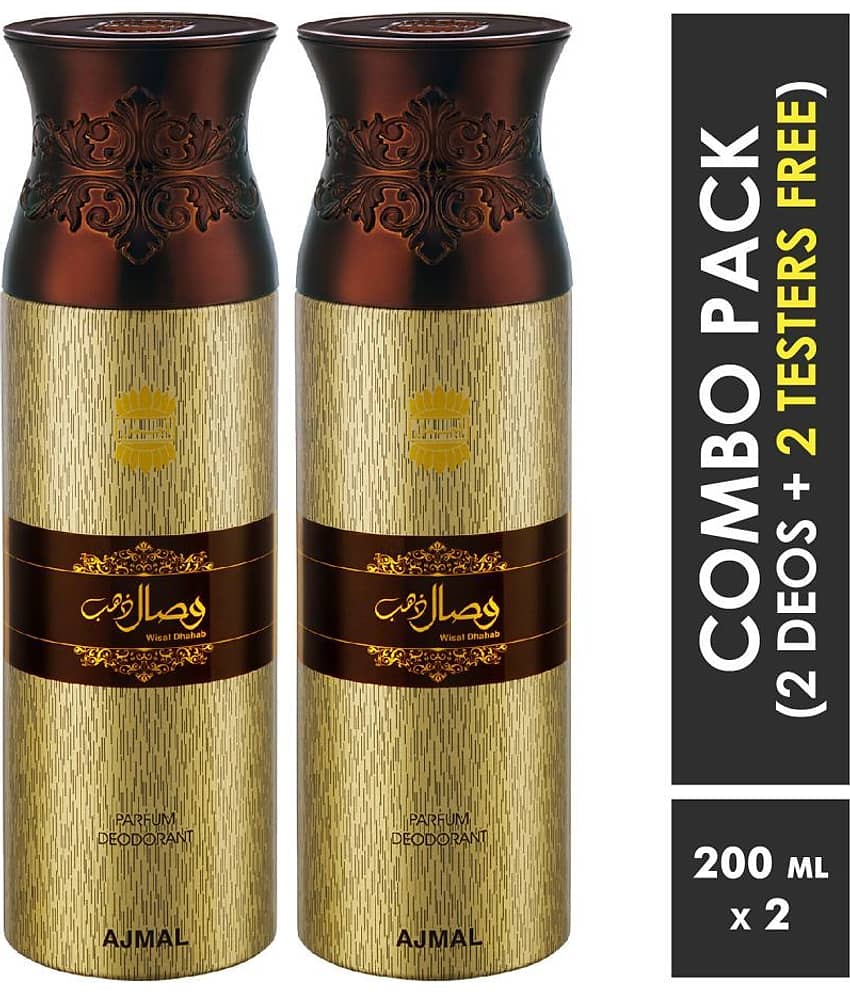 Ajmal 2 Wisal Dhahab Deodorant Body Spray 200Ml Each Gift For Men Pack of 2