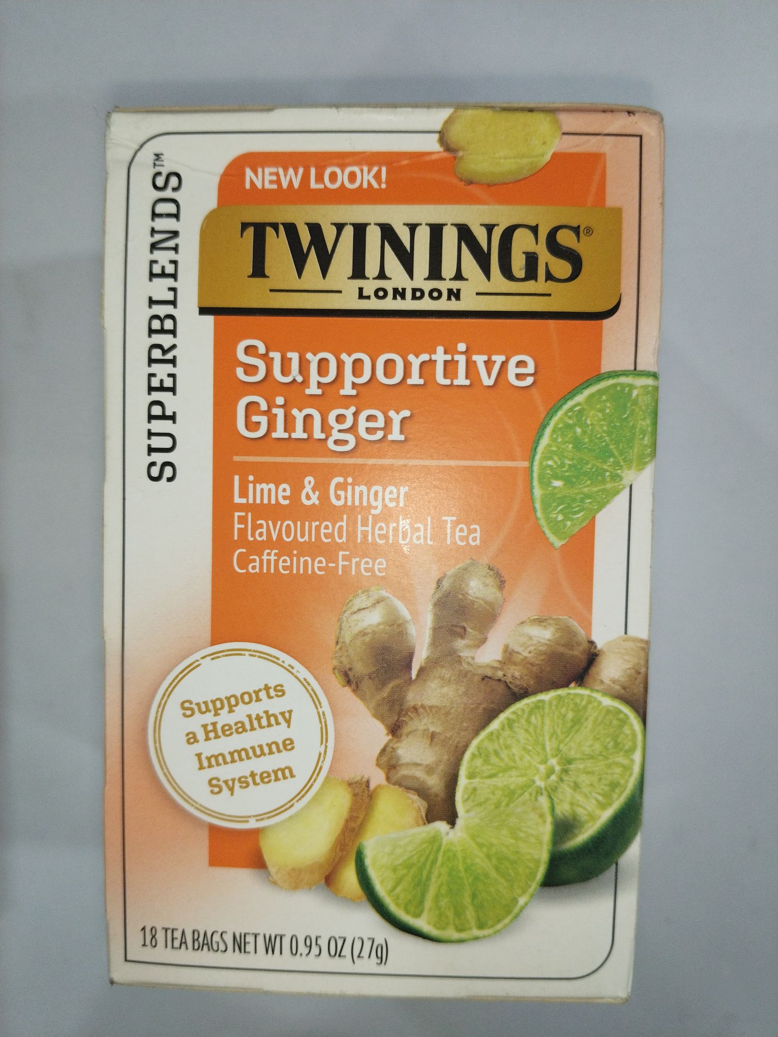 Twinings London Supportive Ginger Lime & ginger Flavoured herbal tea 18n tea bags 
