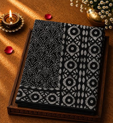  Handblock Printed Batik Cotton Saree