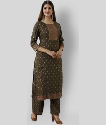 MAUKA - Green Straight Rayon Women's Stitched Salwar Suit ( Pack of 1 )