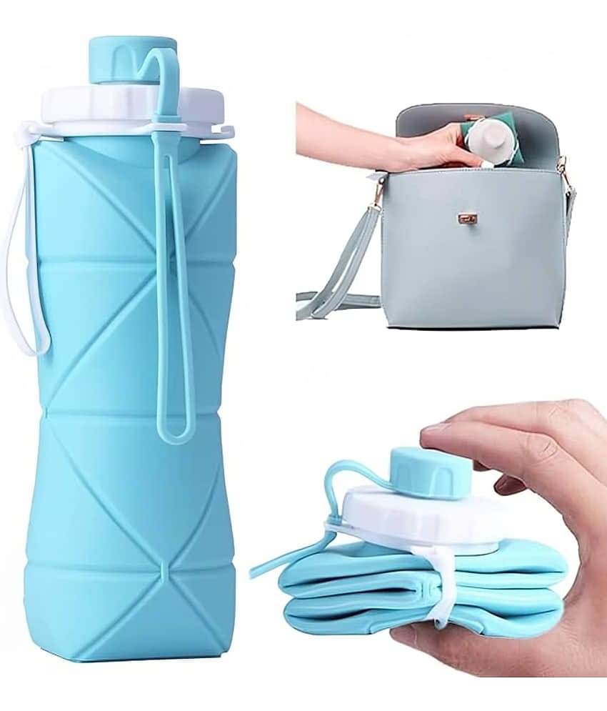 purple dust 600ml Portable Collapsible Sipper Multicolour Silicone Water Bottle 600 mL ( Set of 1 )