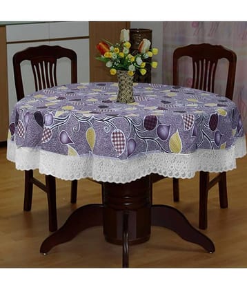 Printed PVC 4 Seater Round Table Cover ( 152 x 152 ) cm Pack of 1 Purple